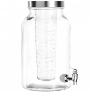 6L Glass Drink Dispenser with Fruit & Ice Infuser and Spigot