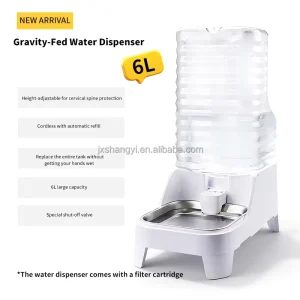 6L Indoor Pet Drinking Fountain Large Capacity Ultra Quiet Design Automatic Gravity Fed Pet Water Dispenser with Filter