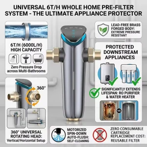 6T/H Automatic Flushing Spin Sediment Filter with Battery Power, Stainless Steel 316L and 5-Year Life