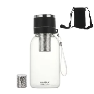 750ml Glass Alkaline Water Filter Bottle with Carry Sleeve and Strap for Travel Gym and Outdoor Use