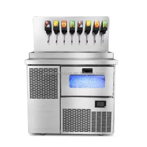 8 Flavor Carbonated Soft Drink Dispenser Machine with Integrated Ice Storage Bin Commercial Soda Fountain Tower