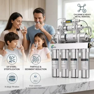8-Stage Tankless Under-Counter 600GPD Stainless Steel Kitchen Drinking Water Reverse Osmosis Filter System