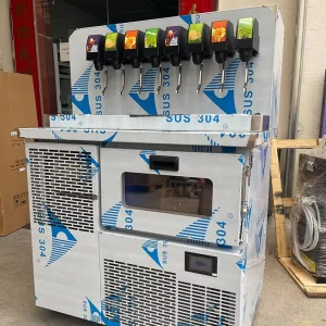 8 Valve Carbonated Beverage Dispenser Combo Commercial Soda Fountain Machine with LED Lightbox and Ice Maker Bin