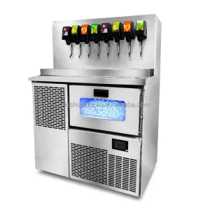 8-Valve Soda and Cola Dispenser with Ice-Making Function