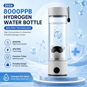 8000PPB Hydrogen Water Bottle SPE PEM Tech High Concentration H2 Generator Portable Tritan Hydrogen Ionizer
