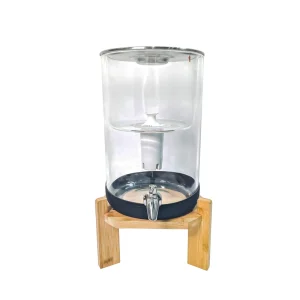 8L Household Activated Carbon Glass Gravity Water Filter Purifier with Bamboo Base
