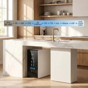 9 Stage Alkaline RO System Under Sink Tankless Reverse Osmosis Water Purifier with TDS Reduction for Home