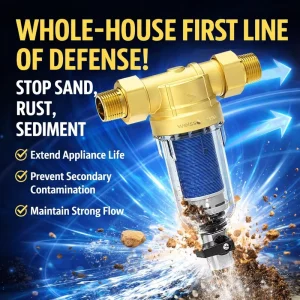 90 Micron Disc Spin Down Sediment Filter Reusable Anti Clog 25 GPM Flow Rate Whole House Pre Filtration System
