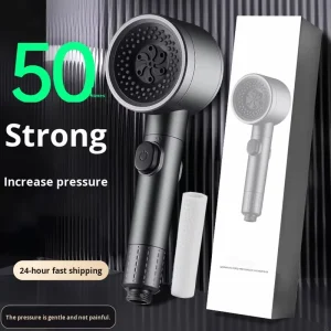 ABS 5 Stage Filtration Pressurized Shower Head 3 Spray Modes Replaceable PP Cotton Filter Cartridge for Bathing Bathroom Hotel