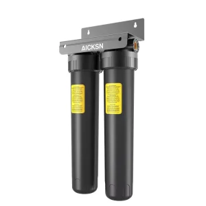 Aicksn 2 Stage 2xPP Prefilter 65LPM Household Reusable Water Pre filter Golden Supplier 10″ 20″ Filter Housing