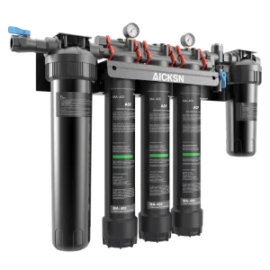 Aicksn High Flow 30L/M Commercial 3 Stage Manual Under Sink Whole House ABS Plastic Water Filter System 5 10um
