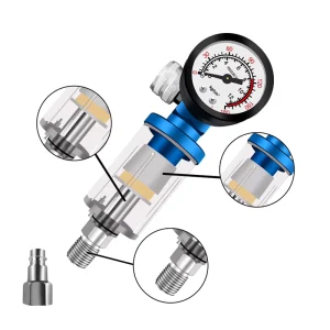 Air Pressure Regulator Spray Pneumatic Gun Air Regulator Gauge Inline Water Trap Filter Separator