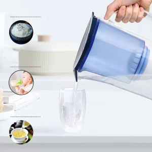 Alkaline Glass Water Filter Pitcher with Mineral Stones pH 9.0+ Removes Chlorine & Heavy Metals