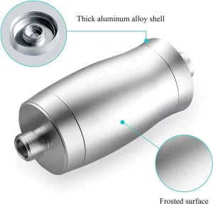 All-aluminum Shower Filter Removable Replaceable Cartridge Featuring Activated Carbon Level 6+ Filtration Shower Purifier
