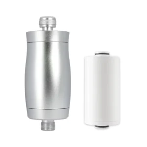 Aluminum Titanium Frosted Silver Shower Room Water Filtration 1200 Gpd Shower Filter for Sweden