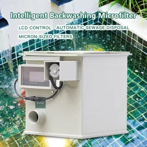 Aquaculture Micro Drum Filtration Machine with Backwashing System, Automatic 10T Rotary Drum Filter for Koi Pond