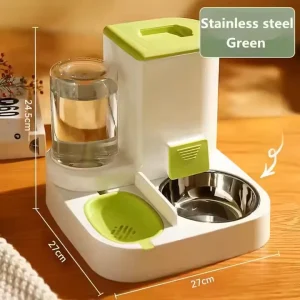 Automatic 2-in-1 Cat and Dog Feeder with Water Dispenser, 1 L Water and 2.2 L Food Capacity, Food-Grade PP, Anti-Jam