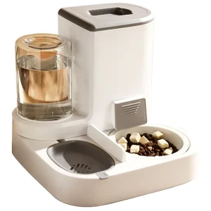Automatic 2-in-1 Pet Feeder with 1 L Water and 2.2 L Food Capacity, Anti-Jam, 3 Bowl Materials