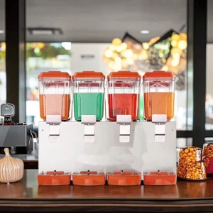 Automatic 220V 16L x 4 Stainless Steel Electric Refrigerated Juice Beverage Dispenser for Hot and Cold Drinks