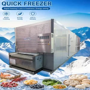 Automatic IQF Freezing System with 500 kg/h Capacity Blast Freezer Tunnel for Food Processing