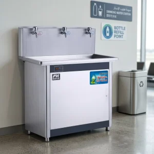 Automatic Stainless Steel 3-Faucet Electric Hot and Cold Commercial Freestanding Drinking Water Fountain Dispenser