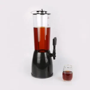 BBA-7-A Beer Dispenser with LED Ice Tower, 2.5L, Black/Silver, AS/PP/ABS Material, 6-Month Warranty