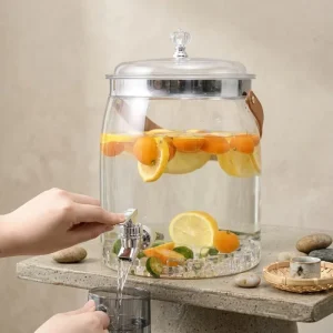 BPA-Free PET Self-Service Drink Dispenser with Tap 3.5L Refrigerator Water Pitcher for Juice Iced Tea and Lemonade
