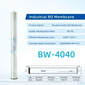 BW 4040 Brackish Water Reverse Osmosis 4040 RO Membrane Electric 2600GPD 99.5% 99.7% Salt Rejection Commercial 0.0001micron