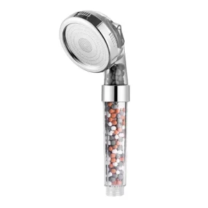 Bathroom 3 Function ABS Water Saving Shower Head with Negative Ion Mineral Stone Filter