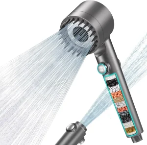 Bathroom Rain Waterfall Shower Head 3 Mode Spray Settings High Pressure Powerful Handheld Filter Water Saving Chrome Finish