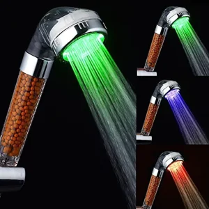 Bathroom SPA Plastic Rain Shower Head Saving Water Led Shower Head 3 Color High Pressure Shower Head With Filter