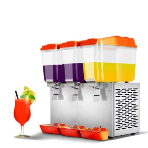 Best Selling Portable Stainless Steel Refrigerated Fruit Juice Dispenser High Capacity Three Tank 16L for Restaurant Party