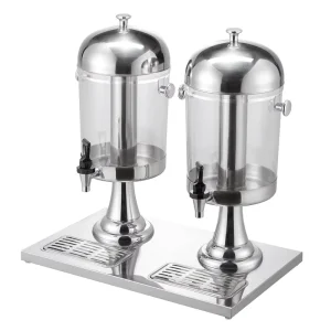 Beverage Dispenser 2.1 Gallon x 2 Drink Dispenser for Parties Stainless Steel + Plastic Juice Dispensers