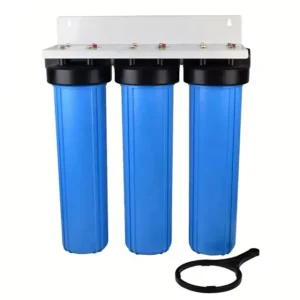 Big Blue Triple Water Filter 20″x4.5″ Manual CTO PP Whole House Heavy Metal Bacteria Chlorine Removal for Outdoor Car RV