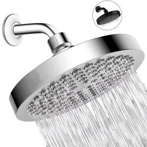 Black Single Function 6 12 Inch Wall Mount Round High Pressure Rain Rainfall Adjustable 6 Inch Chrome ABS Shower Head with Arm