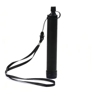 Black Ultralight Portable Personal Water Filter Straw for Outdoor Survival