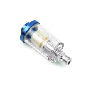 Blue Inline Air Moisture Filter and Oil-Water Separator for Compressors, Spray Paint Guns, and Air Tools