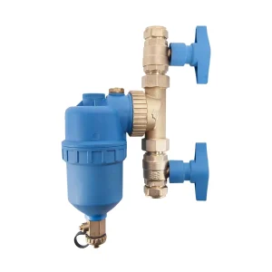 Blue PA66-GF30% Brass 12000 Gauss Central Heating Filter