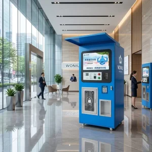 Blue RO Water Vending Machine Smart Dispenser Kiosk Drinking Station Touch Screen Display Warranty for Hotel Lobby
