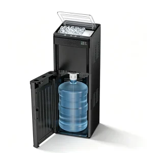 Bottom-Loading Floor-Standing Hot and Cold Water Dispenser with Bullet Ice Maker for Hotel, Office, and Home
