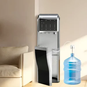Bottom-Loading Freestanding Water Dispenser with Hot and Cold Water and Ice Maker