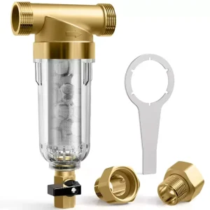 Brass Tap Water Pre-Filter, 40 Micron, 5000 L/h, for Household Water Purification