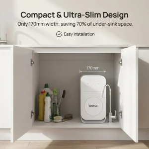 Brisk New Under Sink RO Water Purifier 800GPD All in One Cartridge Water Filters 3 Year Filter Life Span Easy Installation