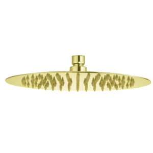 Brushed Gold Watermark Ultra Thin 304 Rainfall Stainless Steel Water Saving Round Ceiling 10″ Rain Shower Head