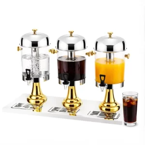 Buffet Double Drink Dispenser 8L 16L Stainless Steel Cold Beverage Dispenser with Ice Core for Parties Banquets and Weddings