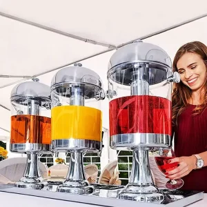 Buffet Simple Style Catering Cold Beverage 3 Tanks Juice Drinking Dispenser With High Quality Glass for Restaurant Hotel