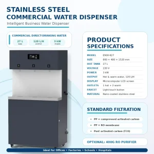 CE Certified Direct-Drinking Office Water Dispenser Hot and Cold Stainless Steel Electric Water Cooler Bottom Load