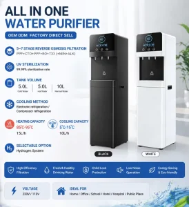 CE ROHS Customizable Electric Water Dispenser With 3 Taps Hot Cold Warm Compressor Cooling Refrigerator RO Water Purifier