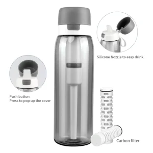 Camping Outdoor Eco Friendly Manual Distiller Water Filter Bottle Straw Carbon Filter Lightweight Portable RV Car Compatible