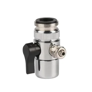 Chrome Plated Brass Faucet Diverter Valve for Water Filter, 1/4, 3/8, 5/16 Inch Faucet Splitter Adapter for Kitchen